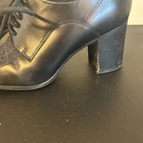 Clarks Kensett Darla Oxford Heels Womens Size 6.5 Black Grey Plaid Block Heel - Picture 4 of 8